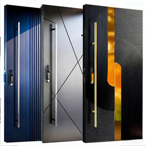 Porte d'entrée de villa simple et moderne, légère, de luxe, en acier inoxydable, automatique et sécurisée, avec design décalé - Product Image 1