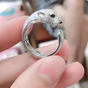 Anello con testa di leopardo in argento Sterling Kajia S925 anello con testa di leopardo di lusso All-Match alla moda personalizzato per l'indice della ragazza - Product Image 3