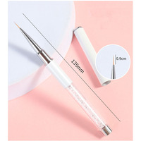 Nouvelle vente strass poignée doublure noire brosse à ongles personnaliser Kolinsky acrylique Nail Art Liner brosse 11mm poignée en cristal