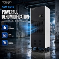 Dehumidifier Udara Industri Kapasitas Besar 240L/hari, Listrik, Penggunaan Komersial, Ansmen 380V, Konstruksi Logam, Layar Digital, Timer