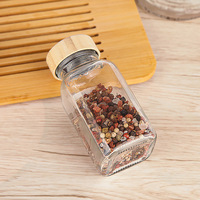 Botol/Toples Bumbu Kaca Persegi Kosong 180ml 6oz yang Elegan dan Tahan Lama untuk Penyimpanan Makanan & Wadah dengan Tutup Bambu
