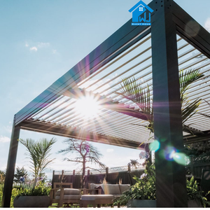 Pérgola Exterior de Aluminio para <span class=keywords><strong>Villa</strong></span>, Techo de Láminas Ajustables, Impermeable, Gazebo para Patio y Jardín, Toldo de Protección Solar, Estructura Bioclimática - Product Image 4