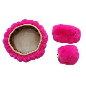 Phụ nữ nam mềm mại màu đen hồng ấm dày sang trọng Xe tay lái bao gồm gearshift phanh tay bảo vệ với cổ áo trang trí - Product Image 6