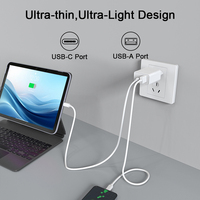 Chargeurs USB certifiés CE, lot de 2, avec câble USB-C supplémentaire de 1 m, charge rapide, chargeur EU 20 W pour les voyages