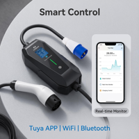 Station de recharge portable étanche IP65 avec application Tuya, WiFi, chargeur EV portable 32A 7kw