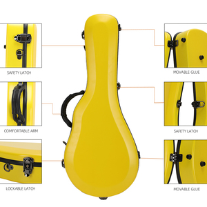 Coque rigide SUN-FM YW RM F Type Mandoline FRP avec doublure en velours écrasé résistant à la pression et poignée en cuir faite à la main - Product Image 5