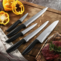 Ensemble de couteaux en acier inoxydable avec manche en PP noir, ensemble de couteaux de cuisine et d'accessoires, ensemble de couteaux de chef tranchants avec boîte cadeau