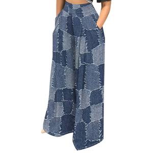 <span class=keywords><strong>Pantaloni</strong></span> Larghi Stampati da Donna Multicolore Stile Boho Patchwork Casual <span class=keywords><strong>con</strong></span> Tasche - Product Image 2