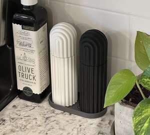 Nouveau moulin à poivre <span class=keywords><strong>de</strong></span> conception haut <span class=keywords><strong>de</strong></span> gamme, 7 pouces, 80 ml, moulin à <span class=keywords><strong>sel</strong></span> et à poivre manuel en bois coloré avec support - Product Image 4