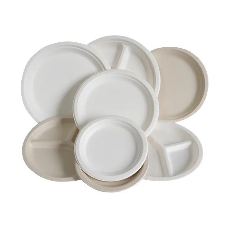 Plates Disposable Tomato OK-Compost Home Take Away Disposable Plate Sugarcane Pulp Plate Microwavable Fast Food Plate