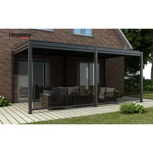 Hooeasy Homey DIY Patio Cover Aluminum Freestanding Louvre Shade Bioclimatic Pergola Garden Gazebo With LED Lights