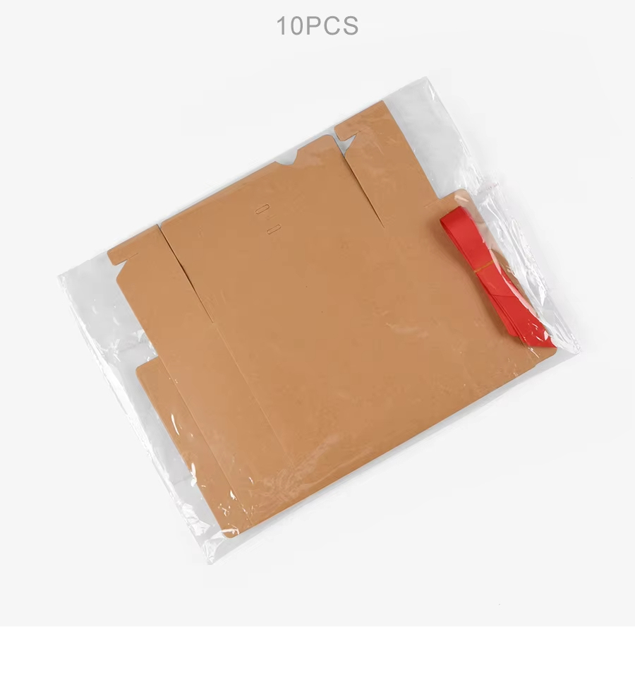 10pcs Solid Color Simple Square Kraft Gift Box Flip Red Bow Christmas Gift Box Foldable Kraft Paper Box With Ribbon