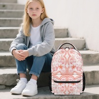 Sac à dos OEM imprimé corail hawaïen en polyester, sac à dos de jour entièrement imprimé avec bretelles réglables pour les voyages et l'école