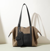 Sac fourre-tout en cuir véritable pour femme avec pochette, grande capacité, sac à bandoulière, sac de navetteur, logo personnalisé, vente en gros