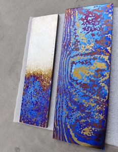 Ukuran kustom <span class=keywords><strong>Titanium</strong></span> Damaskus <span class=keywords><strong>Billet</strong></span> mokti kosong Timascus Mokuti piring untuk pembuat pisau - Product Image 4