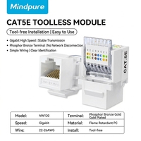 Connecteur RJ45 Keystone Mindpure Cat6A en alliage de zinc, blindé STP 10 Gbit/s, sans outil, plaqué or 6U pour centre de données