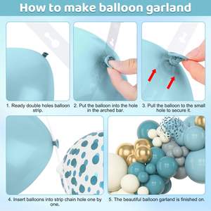 Оптовый набор для арки из воздушных шаров цвета пыльно-голубой: 18, 12, 10, 5-дюймовые латексные шары цвета сланцевой гари, туманно-голубые, цвета слоновой кости, металлизированные, с конфетти - Product Image 4