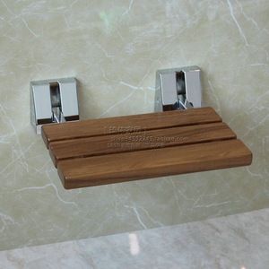 Banc de douche mural en teck, tabouret de salle de bain, chaise pliante en bois pour salle de bain - Product Image 1