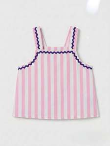 Ensemble 2 pièces pour fillettes, personnalisable OEM/ODM, avec broderie cœur et rayures, en coton, gilet sans manches et pantalon - Product Image 3