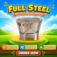 Kit de camping individuel léger en aluminium pour barbecue extérieur, style militaire, avec porte-gobelet et gourde, pour usage en terre ferme