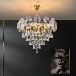 Candelabro de cristal K9 de lujo dorado moderno para comedor de dormitorio Simple posmoderno para sala de estar - Product Image 1