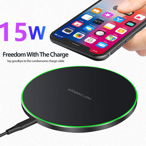 Chargeur sans fil à charge rapide 15W de bonne qualité, logo OEM, LED, chargeur sans fil Qi, chargeur sans fil pour téléphone portable, pour iPhone - Product Image 2