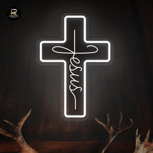 Personalizzabile religioso Neon croce luce a LED per la sala di preghiera chiesa decorazione personalizzata impermeabile acrilico 3D gesus croce insegne al Neon - Product Image 4
