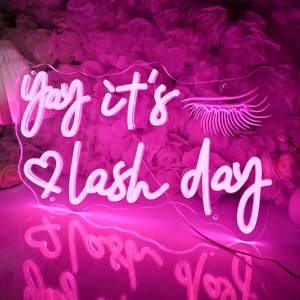 Luce per camera ciglia Nail Studio salone di bellezza rosa LED muro segno ragazza Yay è giorno ciglia insegne al Neon - Product Image 4