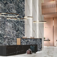 Carreaux de sol en céramique effet pierre de luxe 750x1500mm, épaisseur 10mm, veinage doré, surface brillante antidérapante pour salle de bain, escalier, hôtel