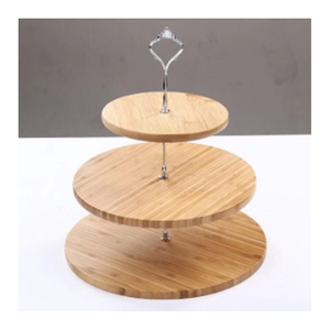 Luxury Promotional Custom Shape Bamboo <strong>3</strong> <strong>Tier</strong> <strong>Cake</strong> <strong>Stand</strong> for Hotel Bamboo <strong>Cake</strong> Tray for Wedding Party - Product Image 5