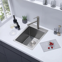 Évier de cuisine à bol unique fait à la main en acier inoxydable blanc argenté Offre Spéciale coin rond avec un trou sans robinet direct US