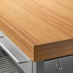 Bamboo Top Commercial Work Table with Double Layer <b>Shelves</b>, Drawers and <b>Hooks</b> Kitchen Prep Station - Product Image 4