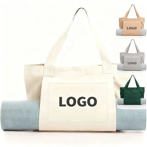 高級キャンバスヨガトートバッグ、高密度コットンジムバッグ、女性用フィットネス旅行用ハンドル付き - Product Image 1