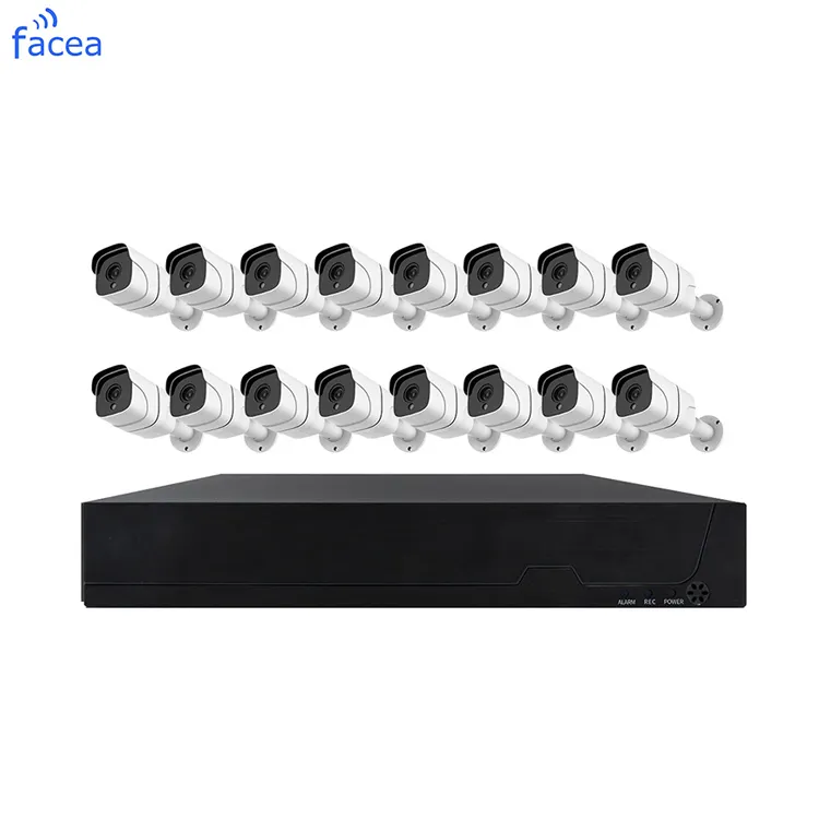 Faceacam 비디오 감시 시스템 nvr 16 채널 3mp 5mp 포 cctv 보안 카메라 시스템 h.265 nvr 키트 ip 카메라 세트