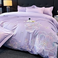 Ensemble de literie en coton 100% de luxe avec broderie florale de papillons