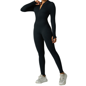 Macacão com Zíper em Poliéster, Conjunto de <span class=keywords><strong>Yoga</strong></span> de Manga Longa, 1 Peça, Roupas de Fitness para Mulheres, Vendas Diretas de Fábrica - Product Image 1