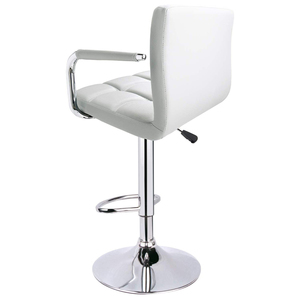 Juego de 2 <span class=keywords><strong>Taburetes</strong></span> de Bar de Cuero Blanco, Modernos, Ajustables, de Cuero Blanco Completo <span class=keywords><strong>para</strong></span> <span class=keywords><strong>Cocina</strong></span>, con Reposabrazos y Respaldo - Product Image 4
