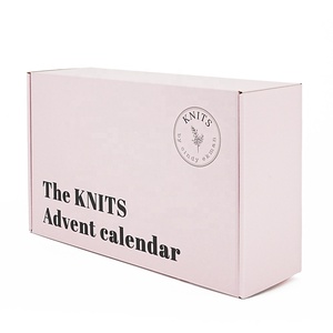 Caja de Regalo Pequeña de Cartón Corrugado Rosa con Impresión Personalizada, con Forro Interior y Separador para Calendario de Adviento - Product Image 1