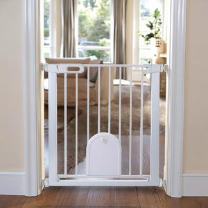 Barrière de sécurité pour bébé avec <span class=keywords><strong>porte</strong></span> pour chat réglable, sans perçage, fixation par pression, pour escaliers et ouvertures, fermeture automatique - Product Image 3