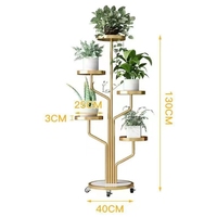 Support à plantes en acier doré à 2 niveaux, étagère porte-fleurs de 31 pouces avec revêtement en poudre, design moderne et minimaliste pour la maison et le jardin