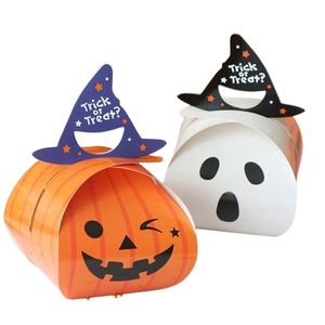 Boîte cadeau fantôme d'Halloween personnalisée OEM, boîte en papier pliable avec poignée en forme de chapeau de sorcière découpé, fabriquée au Vietnam, vente directe d'usine - Product Image 2