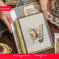 Vintage Schmetterling A5 Leder-Notizbuch Geschenkbox Neues Notizbuch für Grundschüler Kindertag Abschlussgeschenk