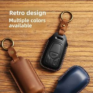 เหมาะสำหรับเคสกุญแจออดี้ A3 แบบเต็มตัว A4L รุ่นใหม่ A6L เคสกุญแจรถหนังวัวแท้ทำมือ - Product Image 3