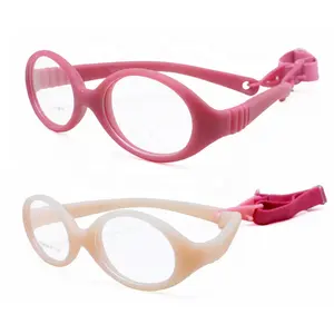 Óculos de recém-nascido, óculos clássico infantil tr90 armação oval flexível sem dobradiça incluindo alça ajustável