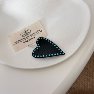 Pince à cheveux en forme de cœur avec strass sur le dos de la tête, épingle à cheveux en acétate, pince latérale pour frange - Product Image 2