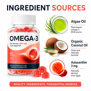 Gummies véganes bio prénatales à l'acide folique et à l'huile de poisson d'algues riches en EPA et DHA pour enfants et adultes - Sans gluten - Améliore l'immunité - Product Image 4