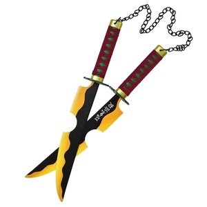 Épée Nichirin Demon Slayer en acier inoxydable de 43 cm, pas cher, <span class=keywords><strong>Tengen</strong></span> Uzui, décoration artisanale, ensemble de deux katanas avec fourreau en cuir PU - Product Image 3