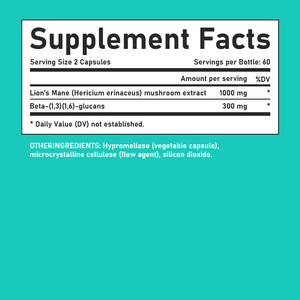 Cápsulas de Melena de León Más Vendidas, Melena de León y Beta Glucanos, Apoya el Sistema Inmunitario y la Función Digestiva, Hongo - Product Image 2