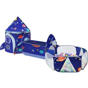 เต็นท์เด็กเล่นรูปจรวด 3 ชิ้น ชุดเต็นท์ทรงจรวดสำหรับเด็ก เต็นท์ป๊อปอัพขนาดเล็กสำหรับเล่นในบ้าน พร้อมบ่อบอล - Product Image 1