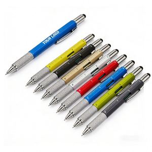 Best Selling 6 in 1 Tool Multi Function <b>Pen</b> <b>With</b> Print Logo <b>Stylus</b> Multifunction Multitool Multi-function Ballpoint Ball Gifts - Product Image 1